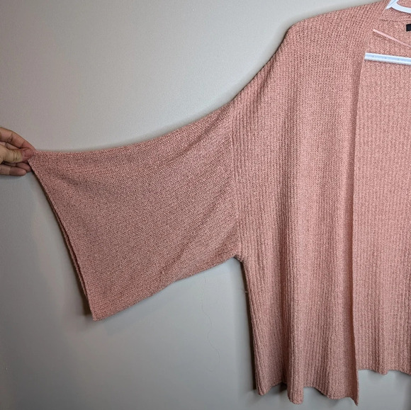George Dusty Pink Rose 3/4 Flowy Sleeve Open Front Cardigan XXL - Picture 6 of 7